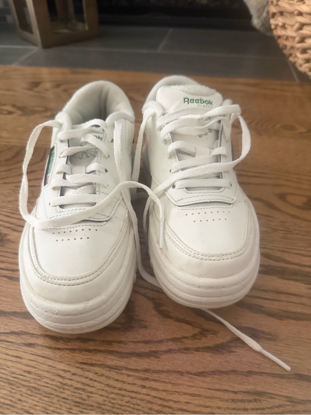 Reebok Kids White Leather Lace-Up Sneakers